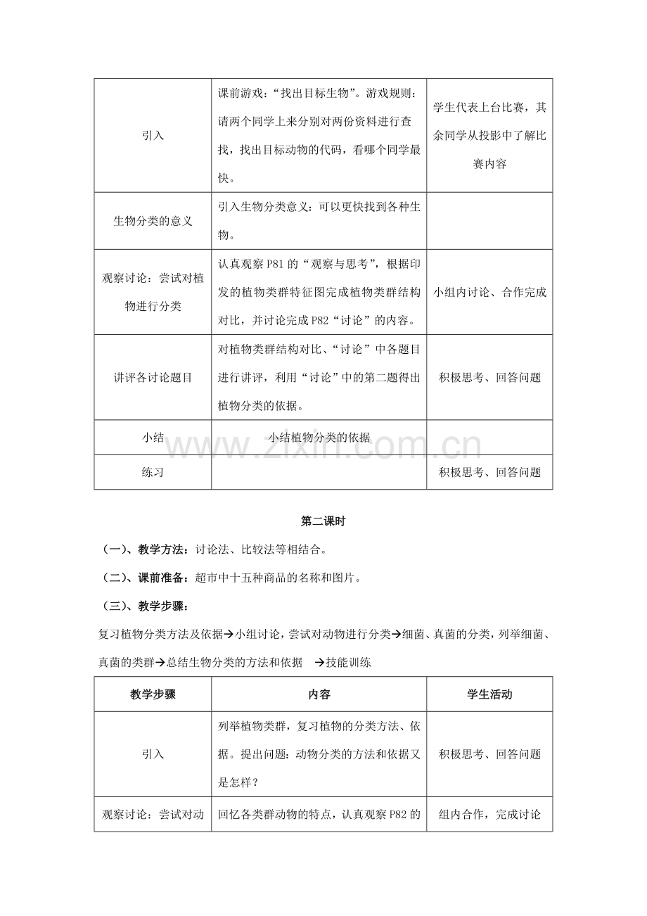 八年级生物上 尝试对生物进行分类教学设计教案人教版新课标.doc_第2页