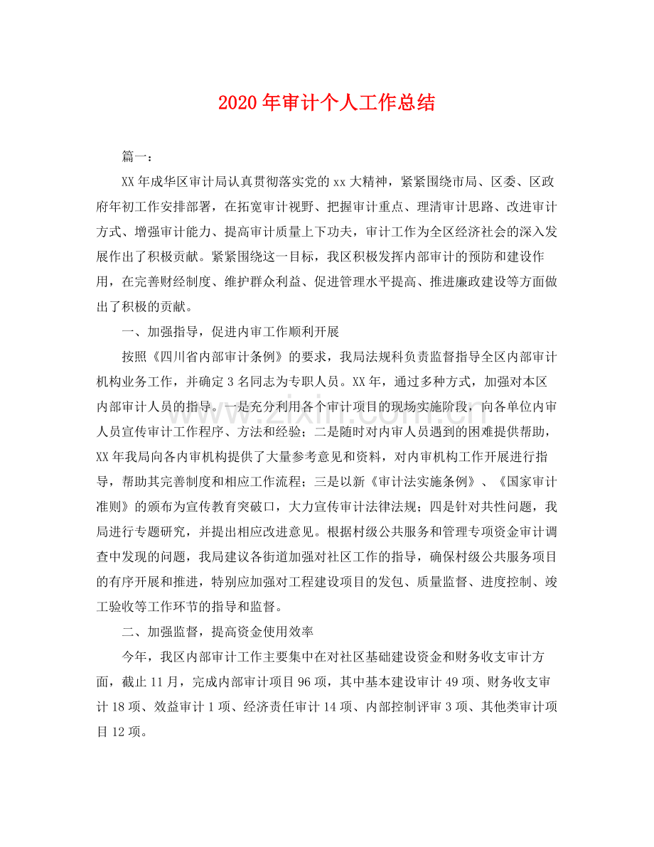 2020年审计个人工作总结 .docx_第1页