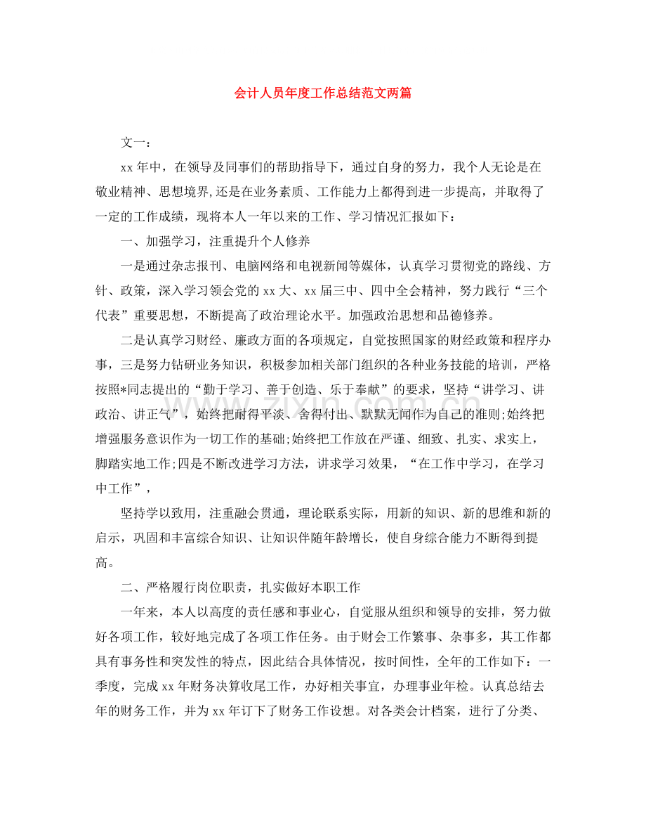 会计人员年度工作总结范文两篇.docx_第1页