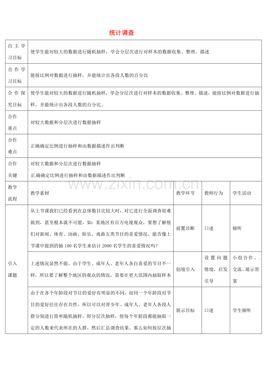 七年级数学下册《10.1 统计调查（第3课时）》教学设计 （新版）新人教版-（新版）新人教版初中七年级下册数学教案.doc_第1页