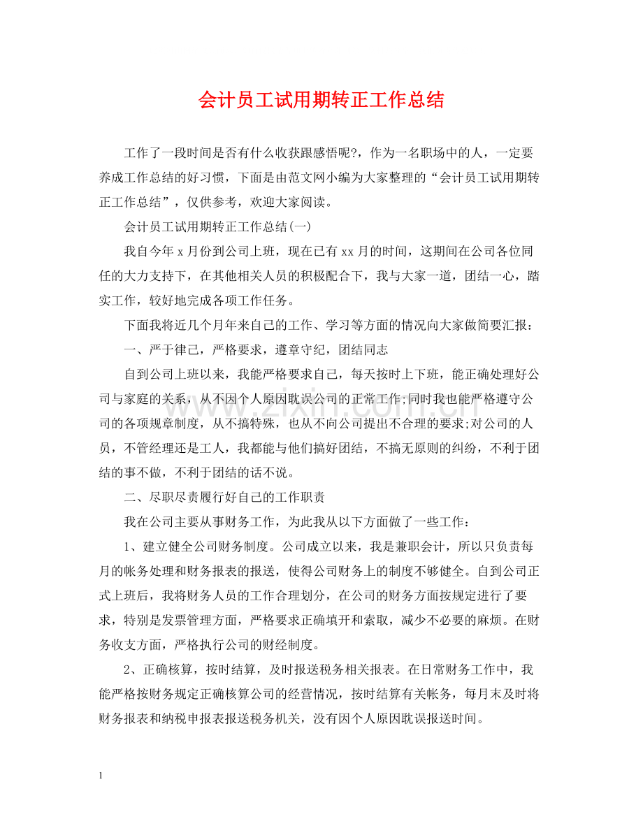 会计员工试用期转正工作总结.docx_第1页