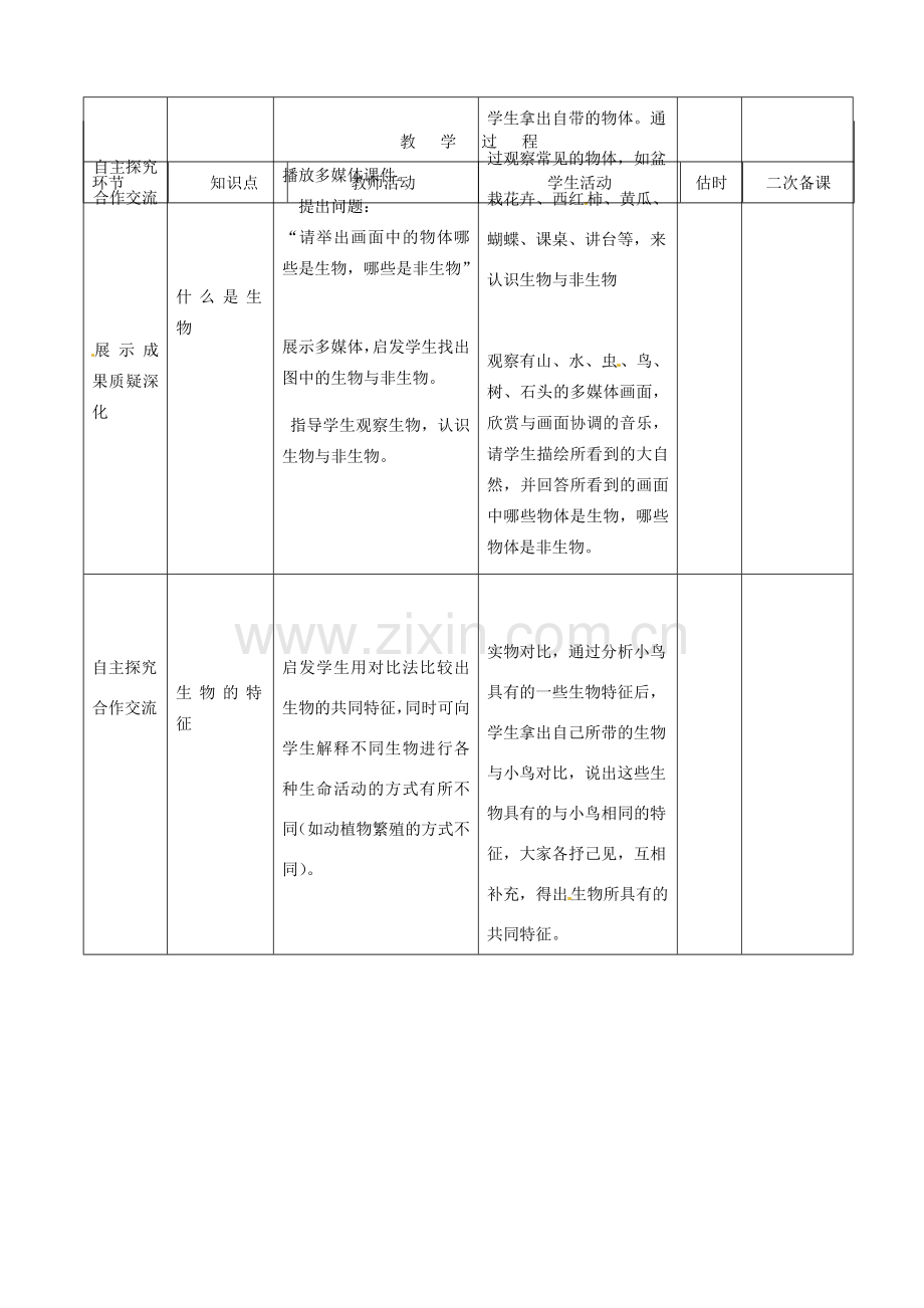 山东省临沭县第三初级中学七年级生物上册 生物的特征教案 新人教版.doc_第3页