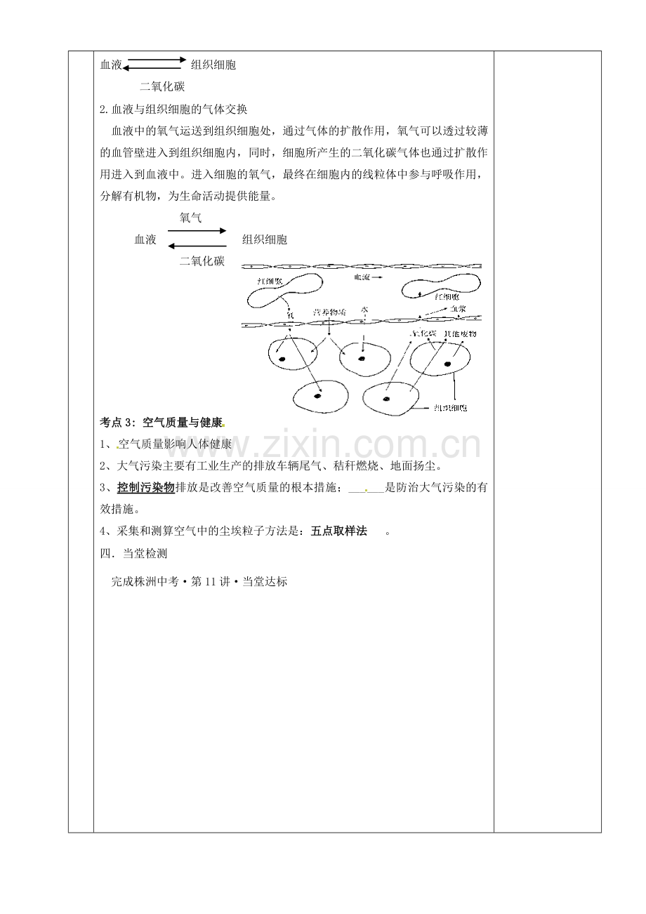 湖南省茶陵县世纪星实验学校八年级生物复习《第11讲 人体的呼吸》教案（2） 人教新课标版.doc_第2页