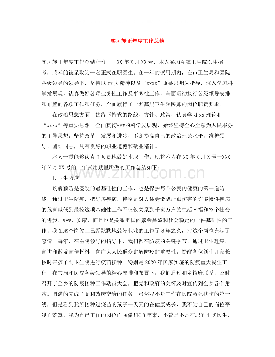 实习转正年度工作总结.docx_第1页