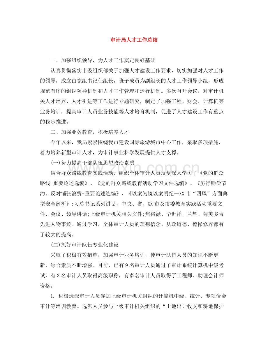 审计局人才工作总结.docx_第1页