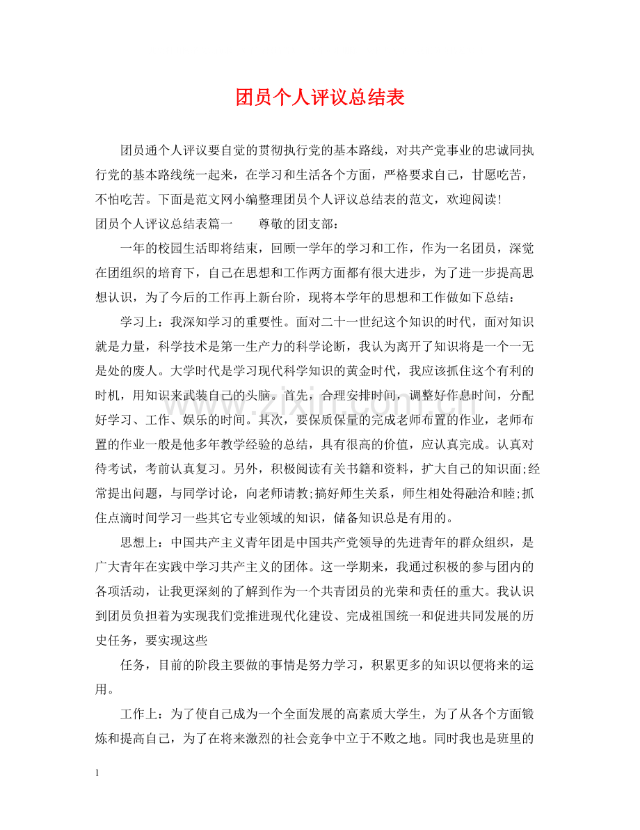 团员个人评议总结表.docx_第1页