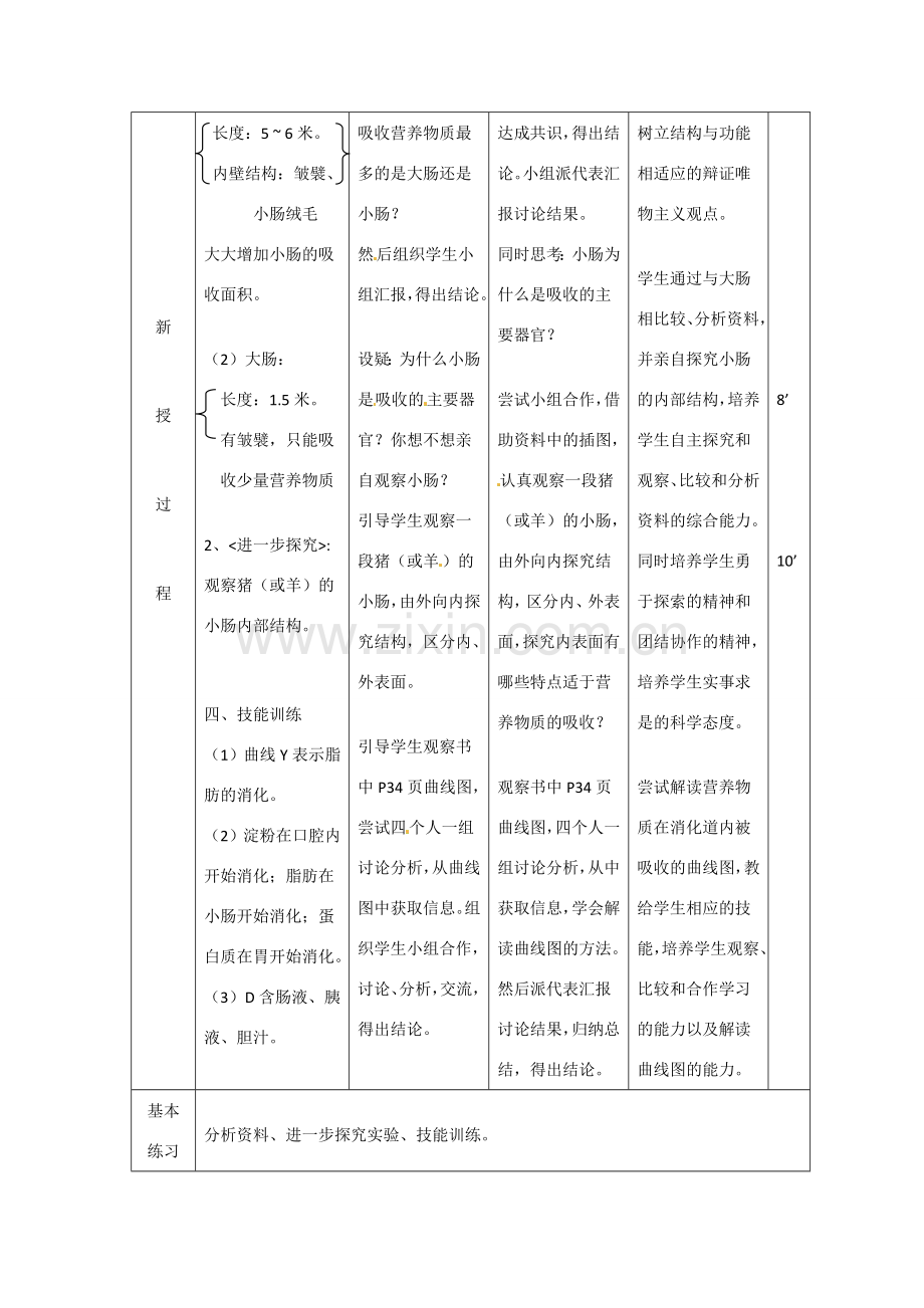 辽宁省大连市第四十二中学七年级生物下册 第二章 第二节 消化和吸收（二）教案 新人教版.doc_第3页