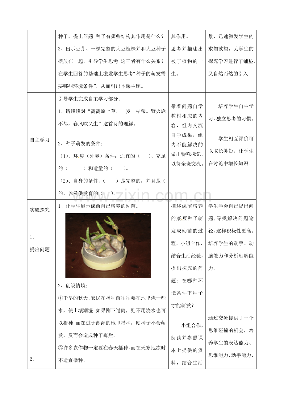 七年级生物上册 3.2.1 种子的萌发教案 新人教版-新人教版初中七年级上册生物教案.doc_第3页