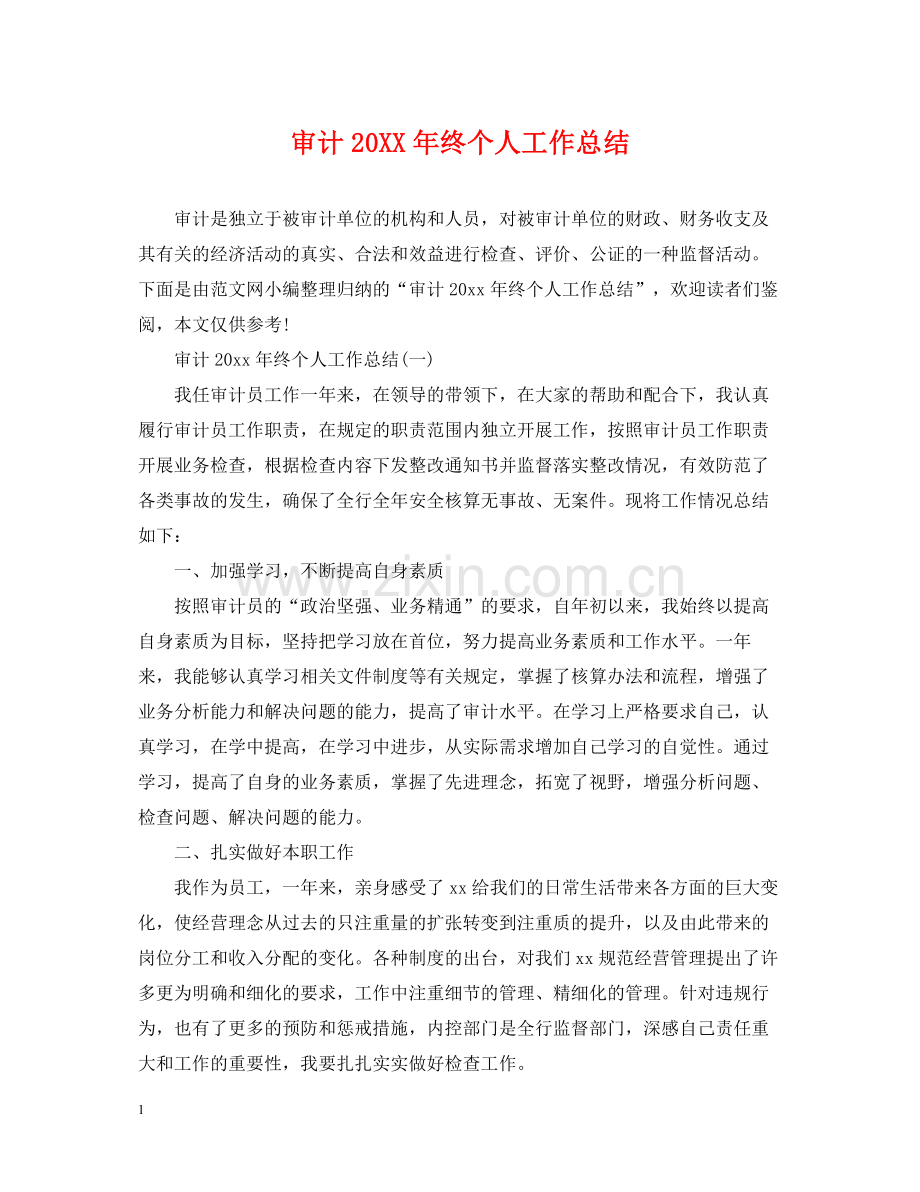 审计终个人工作总结.docx_第1页