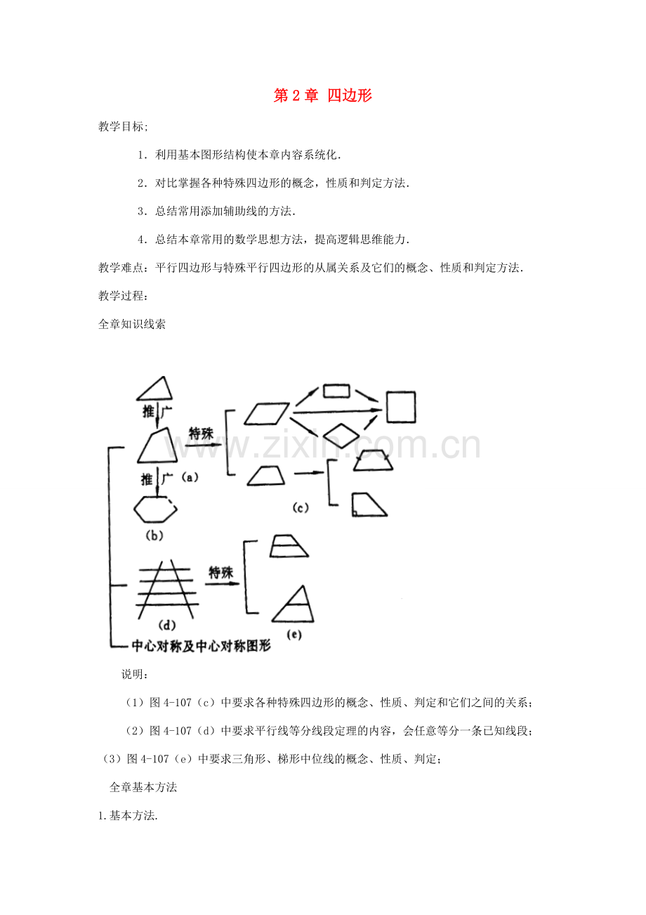 八年级数学下册 2 四边形小结与复习教案 （新版）湘教版-（新版）湘教版初中八年级下册数学教案.doc_第1页