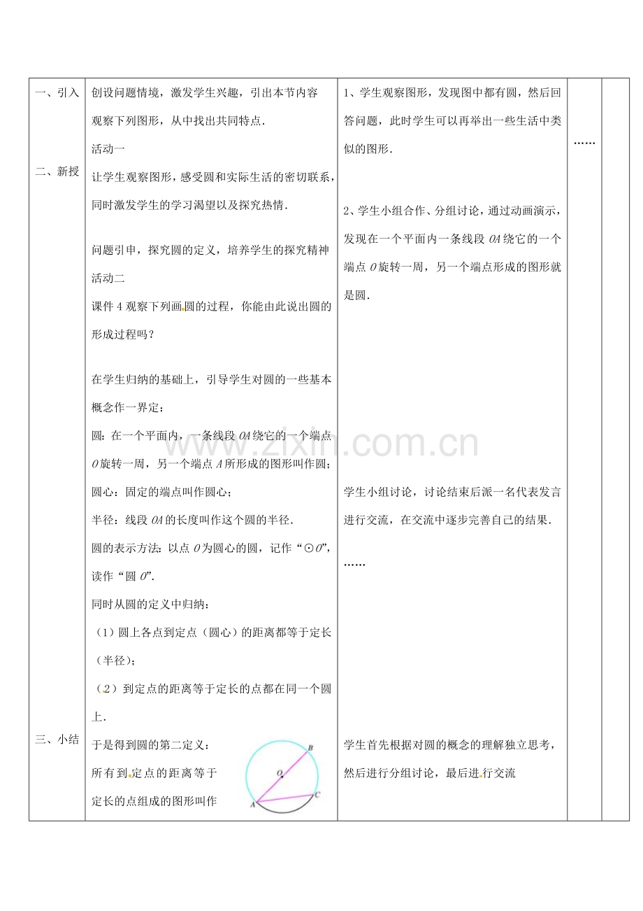 四川省华蓥市明月镇九年级数学上册 24.1.1 圆教案 （新版）新人教版-（新版）新人教版初中九年级上册数学教案.doc_第2页