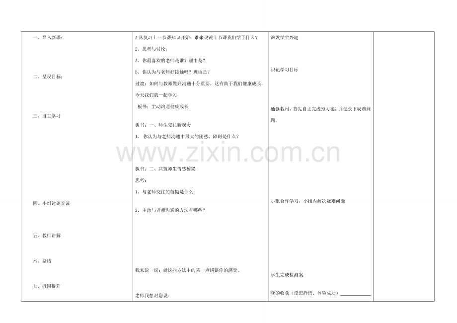 内蒙古阿鲁科尔沁旗天山第六中学八年级政治上册 第四课 第二框 主动沟通 健康成长教案 新人教版.doc_第3页