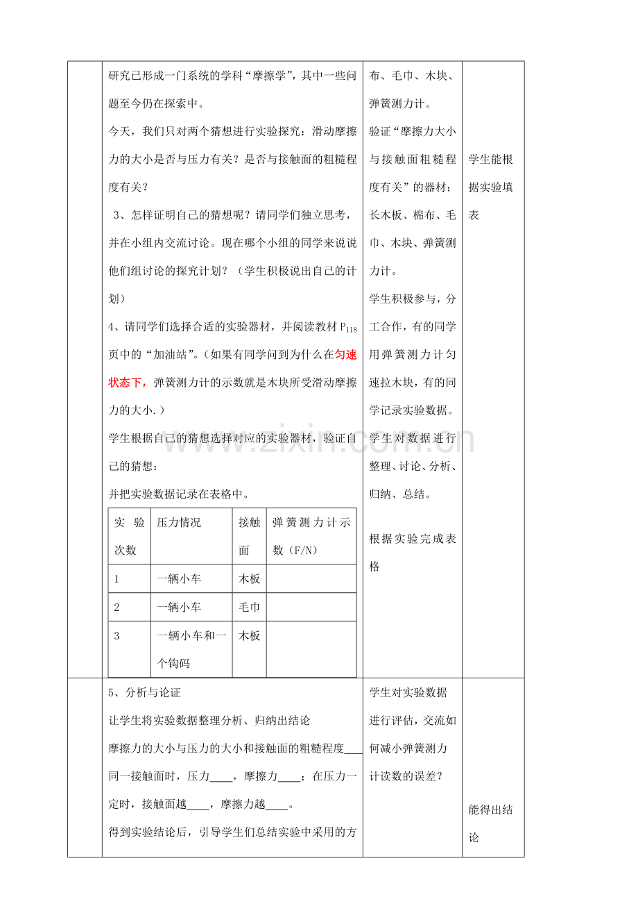 八年级物理全册《6.5 科学探究 摩擦力》教案 （新版）沪科版-（新版）沪科版初中八年级全册物理教案.doc_第3页