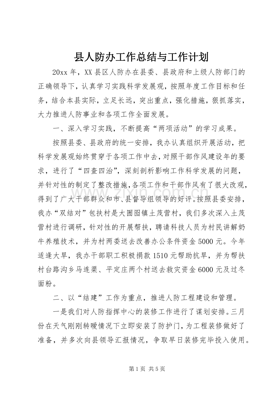 县人防办工作总结与工作计划.docx_第1页