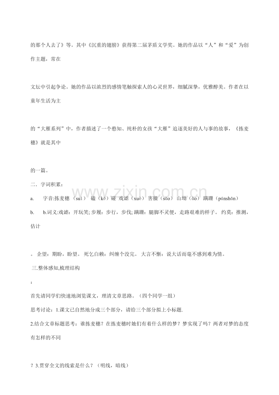 七年级语文上册 《拣麦穗》教案(3) 河大版.doc_第2页