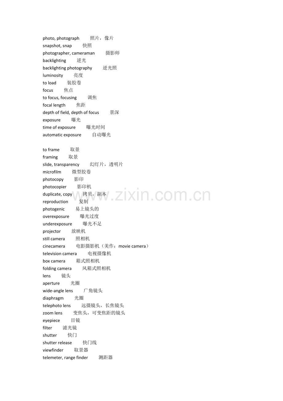 摄影专业英语词汇.doc_第1页