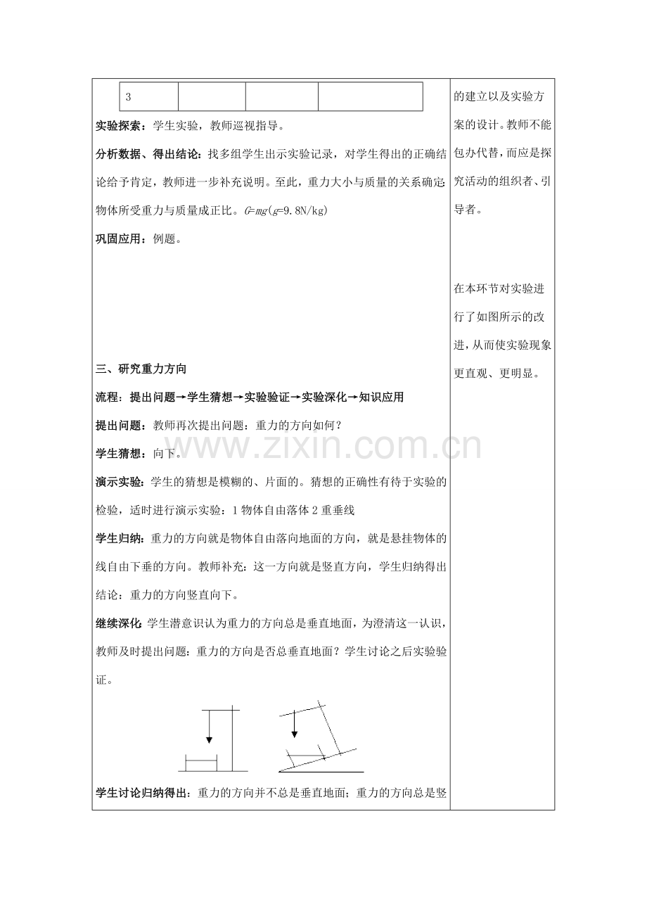 八年级物理全册 第六章 第4节《来自地球的力》教案2 （新版）沪科版-（新版）沪科版初中八年级全册物理教案.doc_第3页