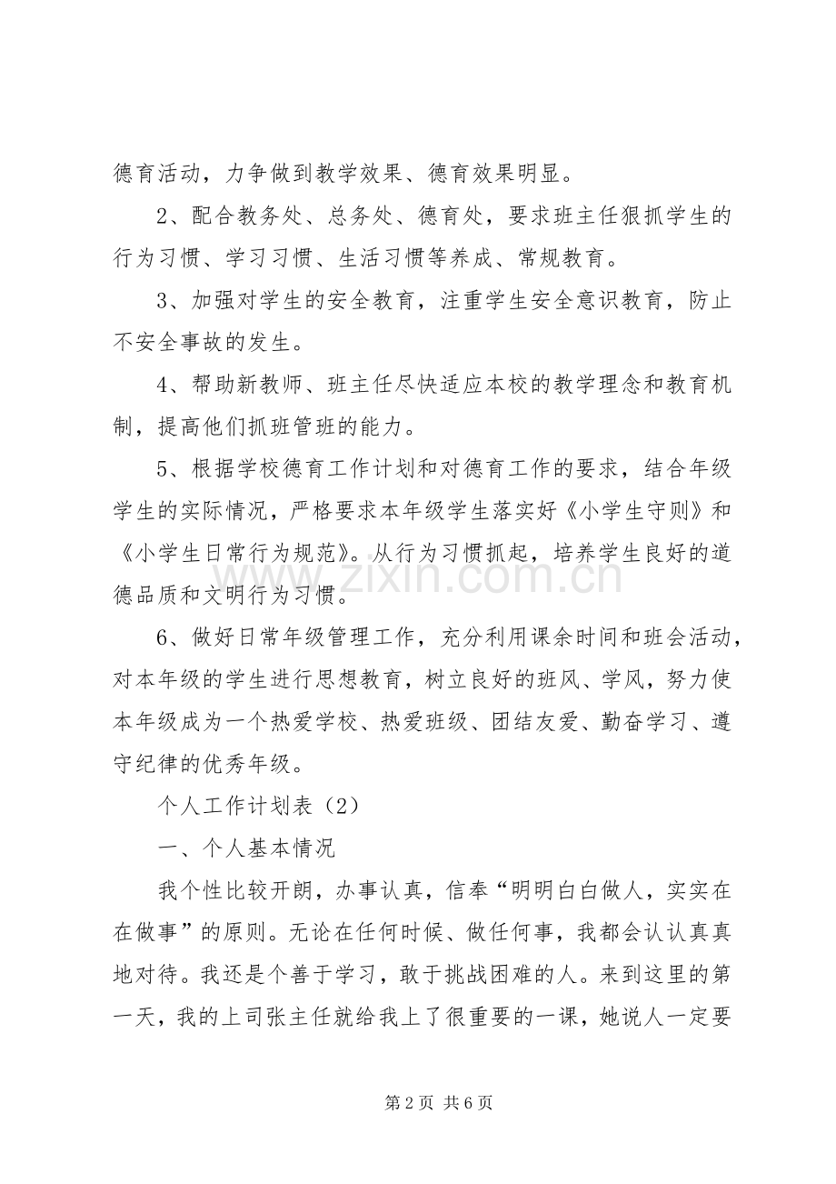 个人工作计划表 .docx_第2页