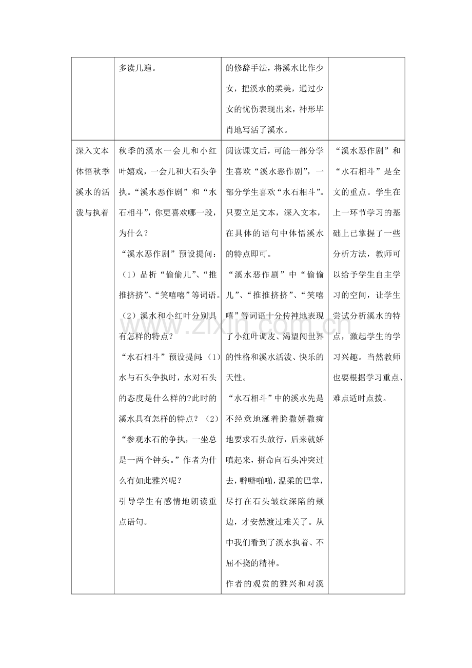 七年级语文下册 第一单元 2《溪水》教学设计 沪教版五四制-沪教版初中七年级下册语文教案.doc_第3页