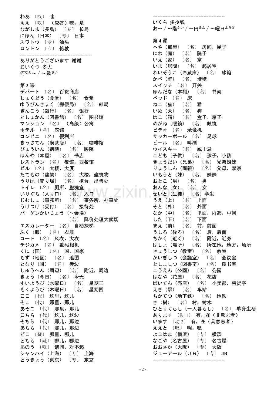 标准日本语初级课文词汇(上下册).doc_第2页