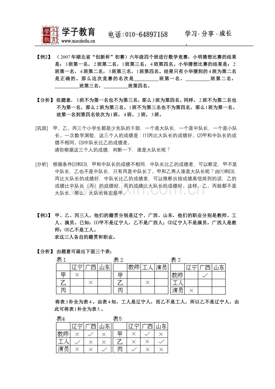 四年级奥数讲义394学子教案库第11讲.精英班.教师版逻辑推理.doc_第3页