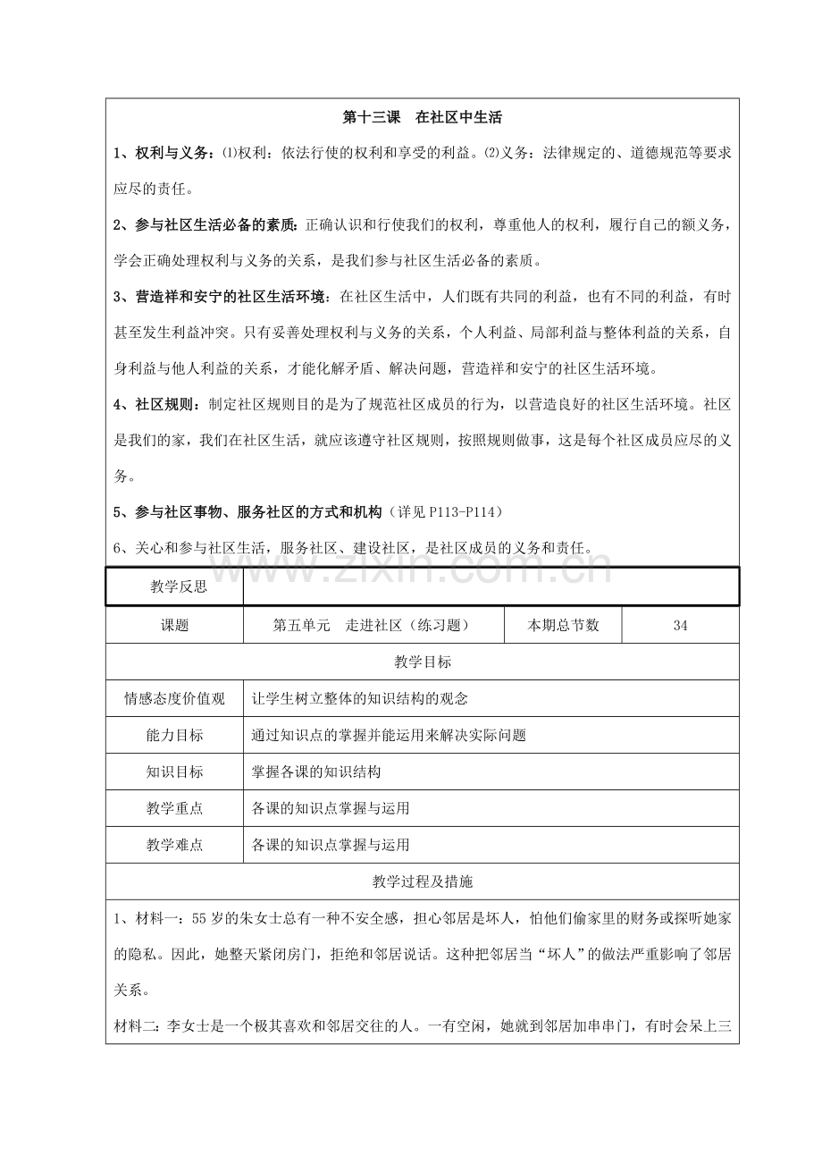 广西灵山县金龙中学七年级政治下册 第五单元 走进社区知识点复习教案 教科版.doc_第2页