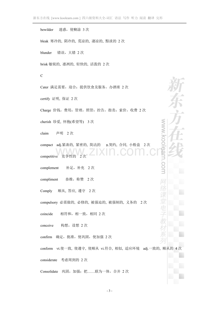 英语六级考试真题常考词汇总结.doc_第3页