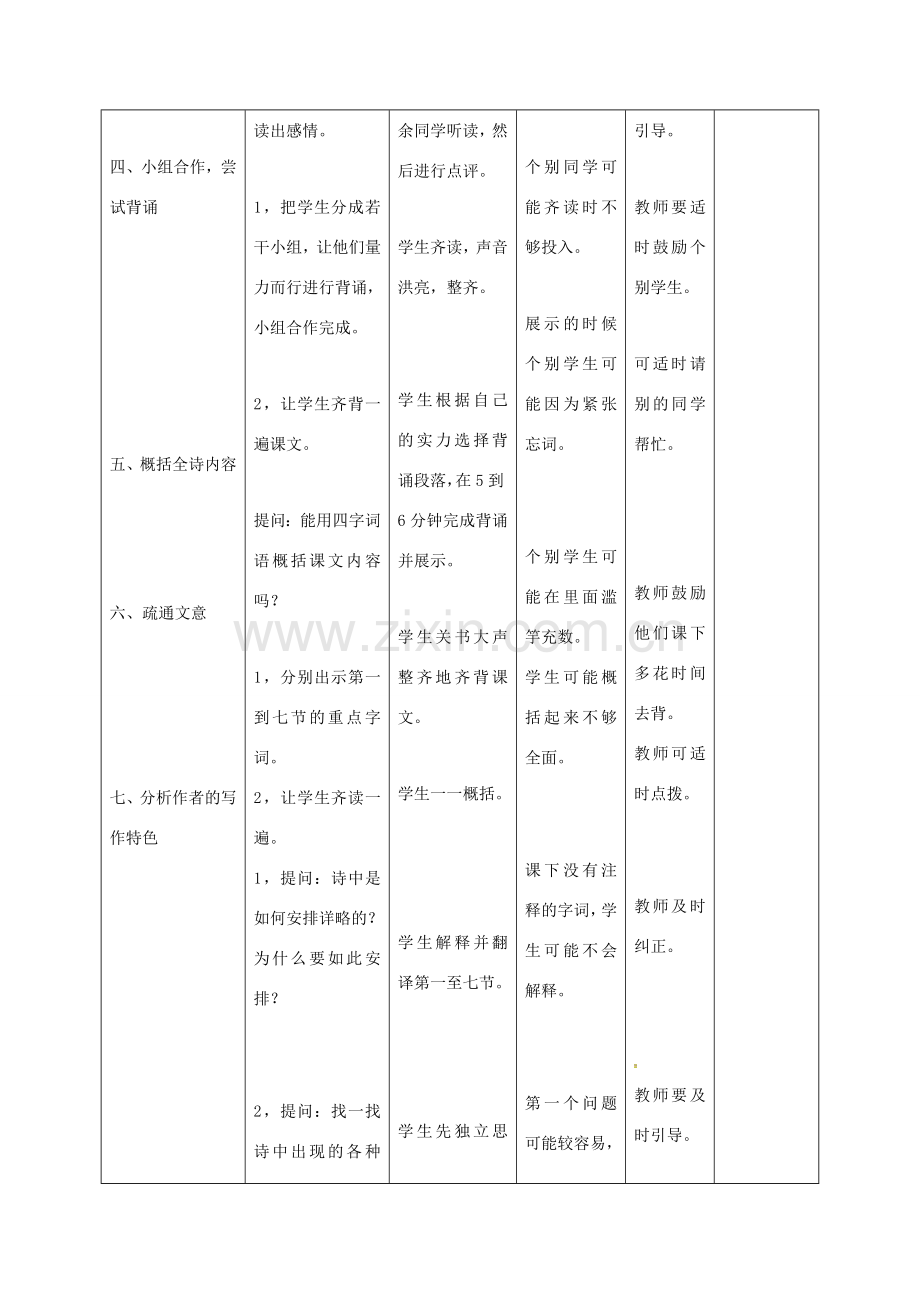 小学七年级语文下册 10《木兰诗》教案 （新版）新人教版-（新版）新人教版初中七年级下册语文教案.doc_第3页