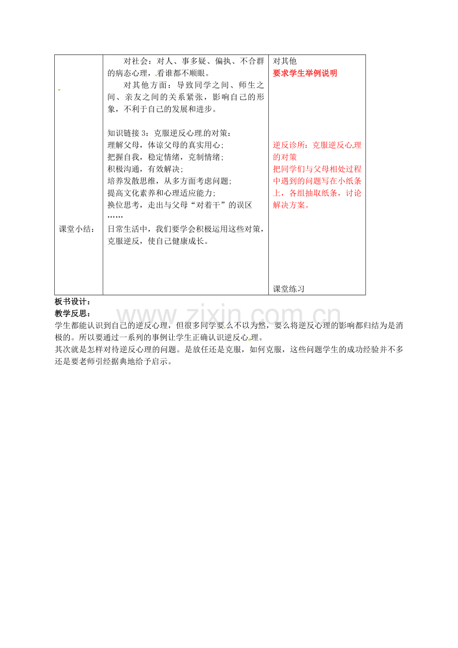 八年级政治上册 第五课 第2框 如何克服逆反心理教案 苏教版-苏教版初中八年级上册政治教案.doc_第2页