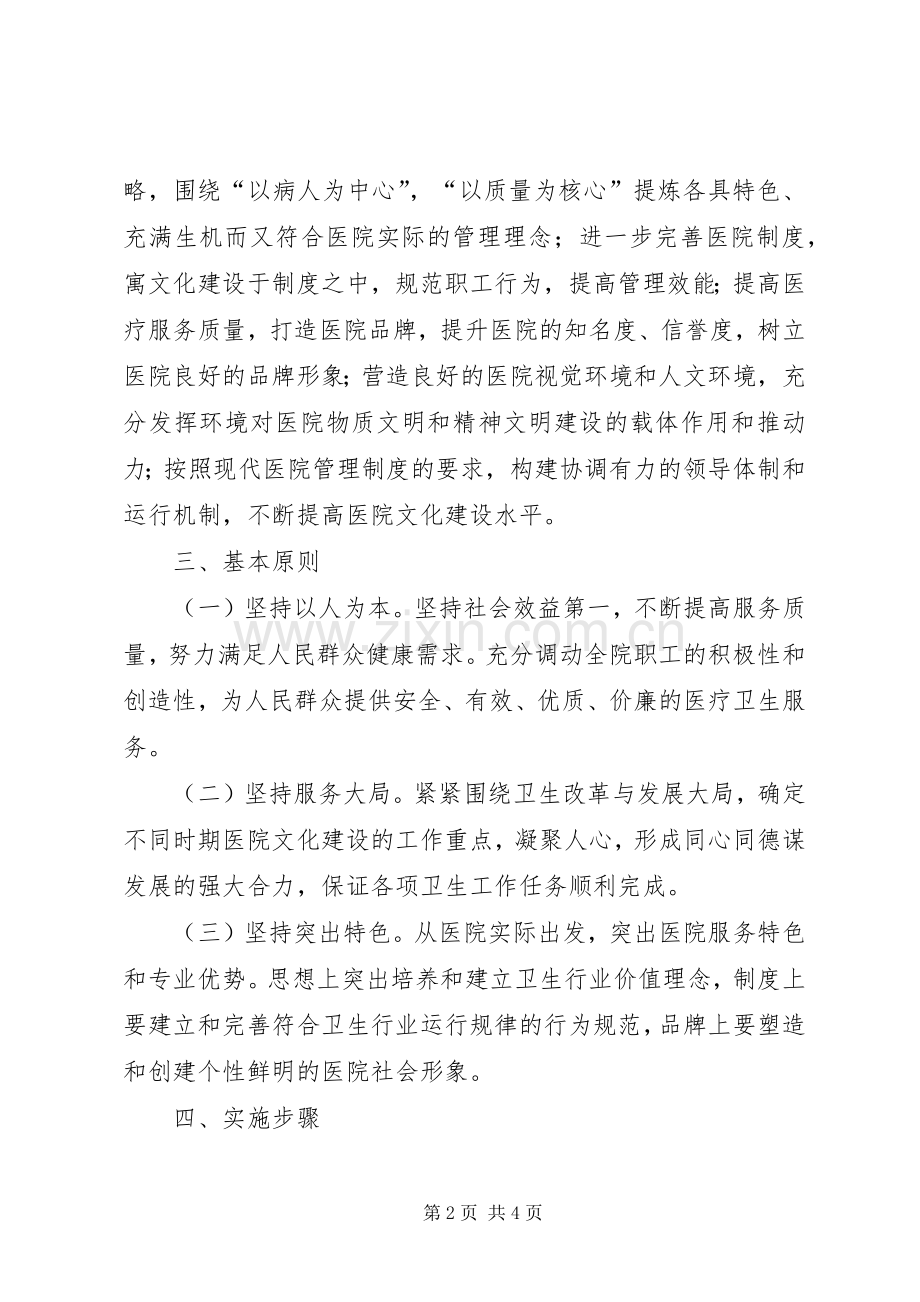 人民医院文化建设实施计划方案 .docx_第2页