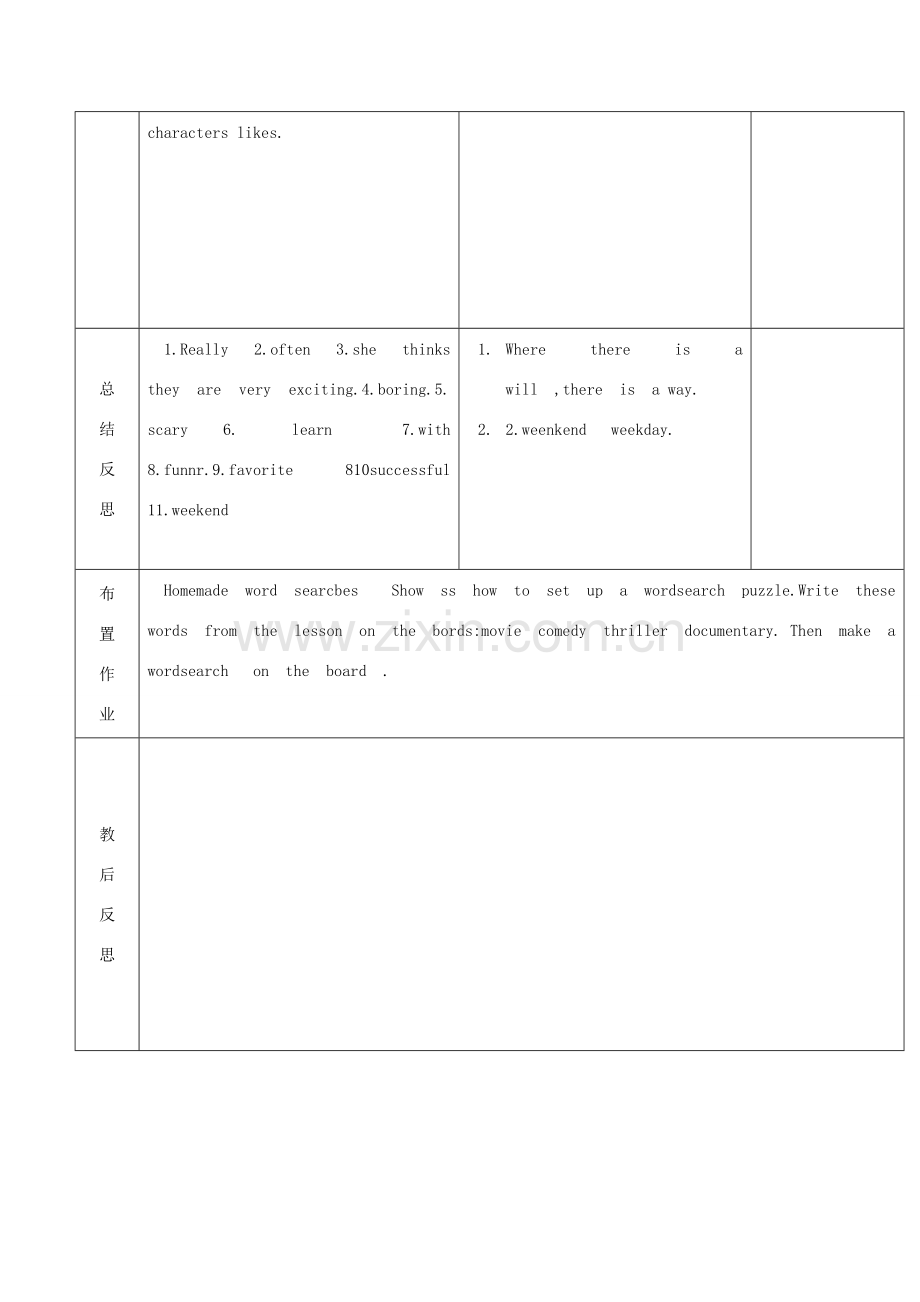 七年级英语 第九单元ThefourthperiodSectionB3A--selfcheck教案.doc_第3页