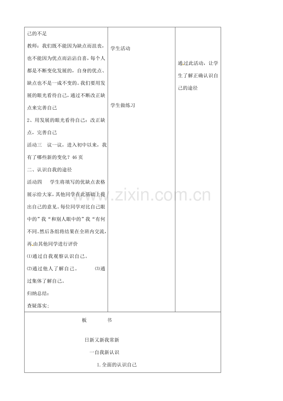 吉林省四平市第十七中学七年级政治上册 5.1 日新又新我常新教案 新人教版.doc_第3页