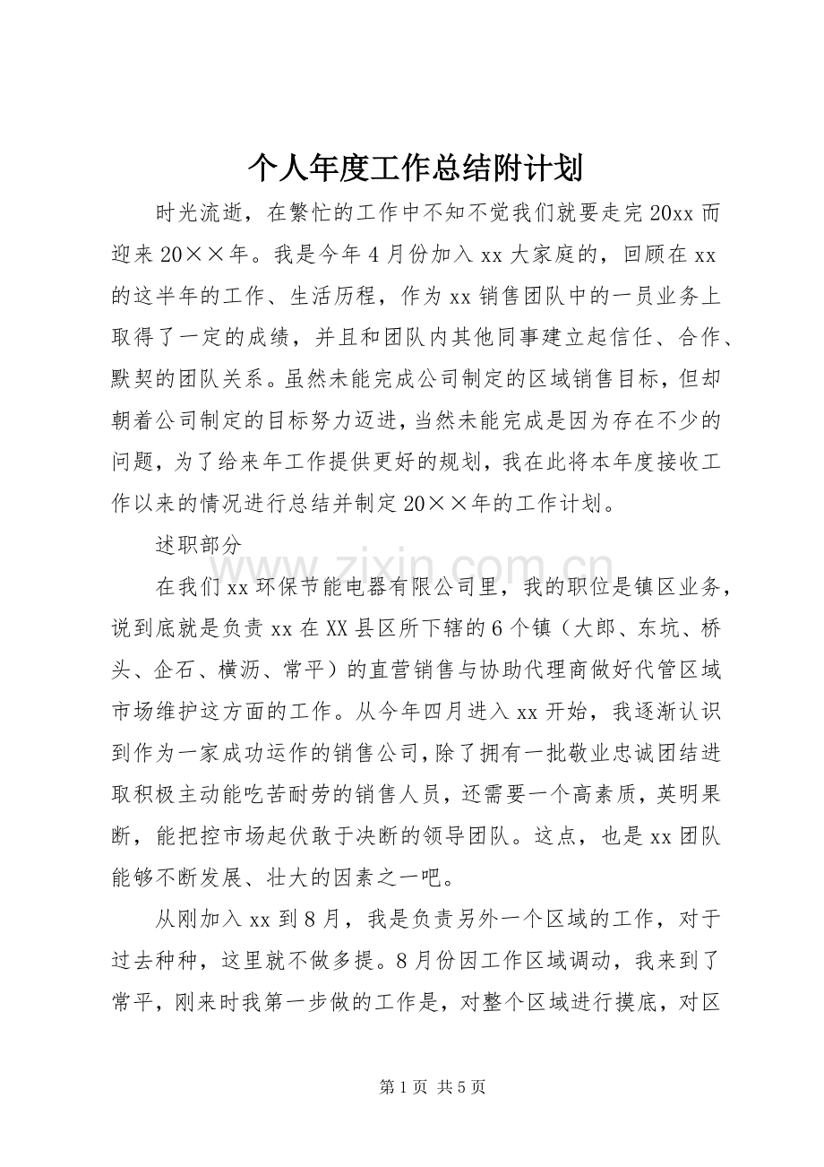 个人年度工作总结附计划.docx_第1页