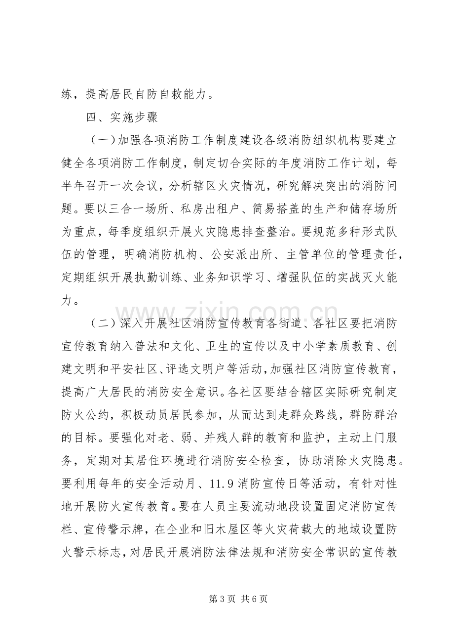 社区消防安全XX年度工作计划范文.docx_第3页