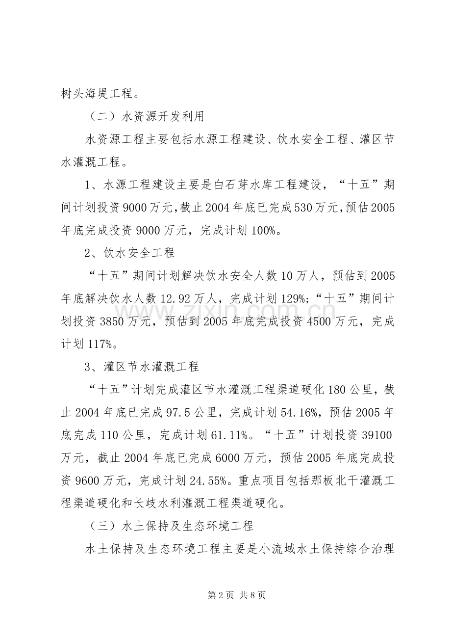 水利局十五工作总结及十一五工作思路计划.docx_第2页