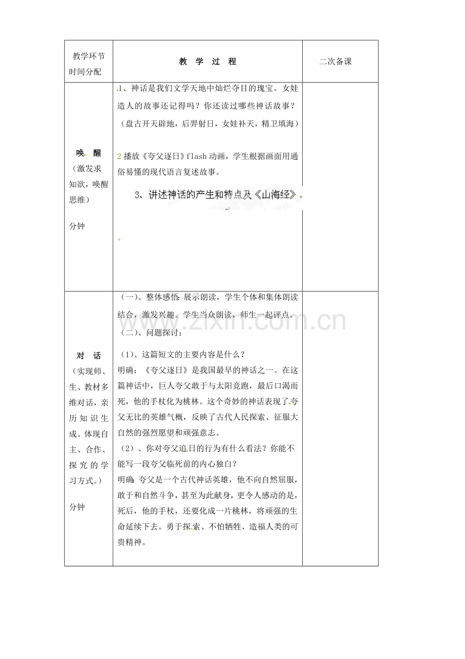 黑龙江省虎林市八五零农场学校七年级语文上册 夸父逐日教案 新人教版.doc_第2页