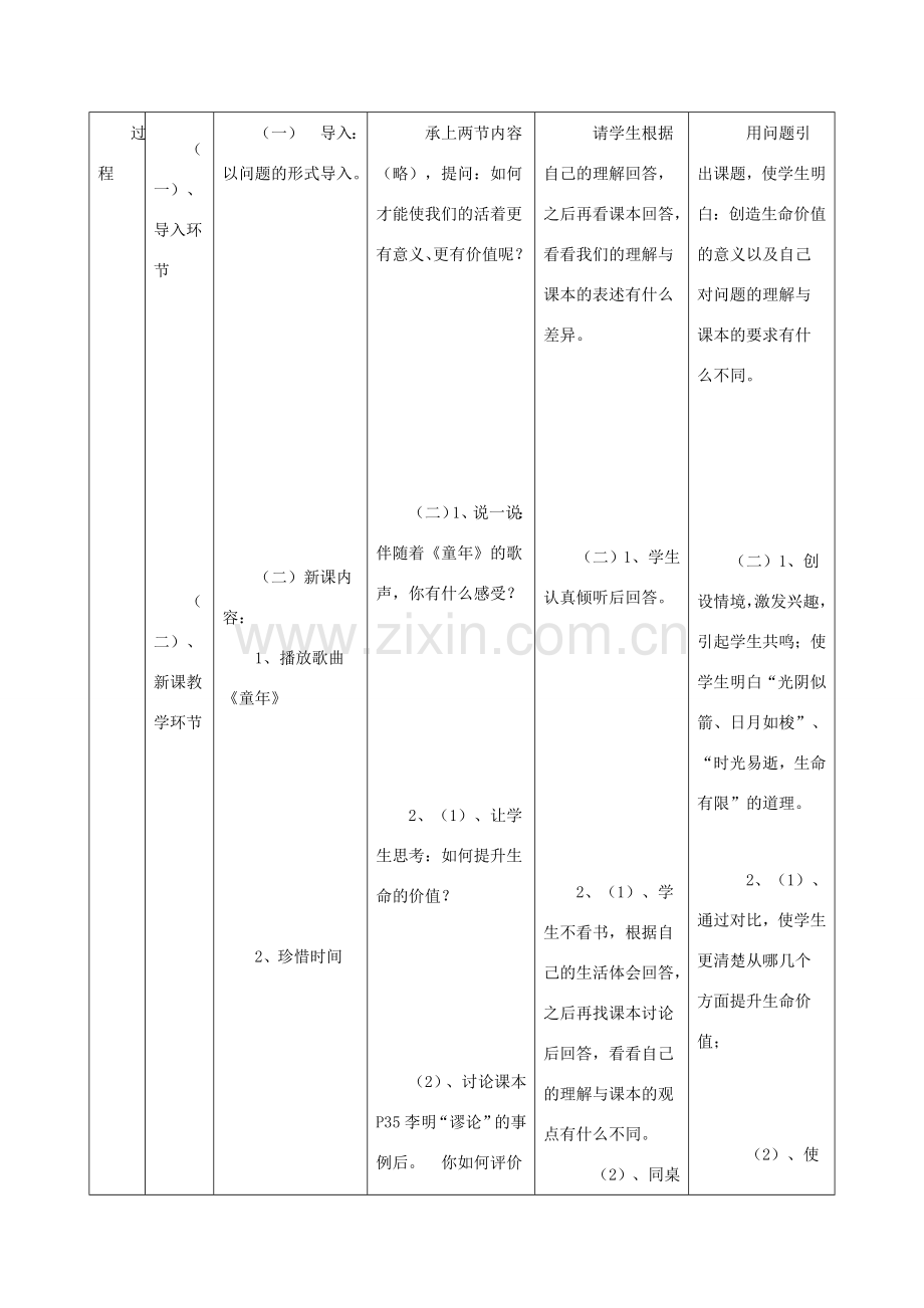 八年级政治上册 第二单元第三节《创造生命的价值》教案 湘师版.doc_第3页