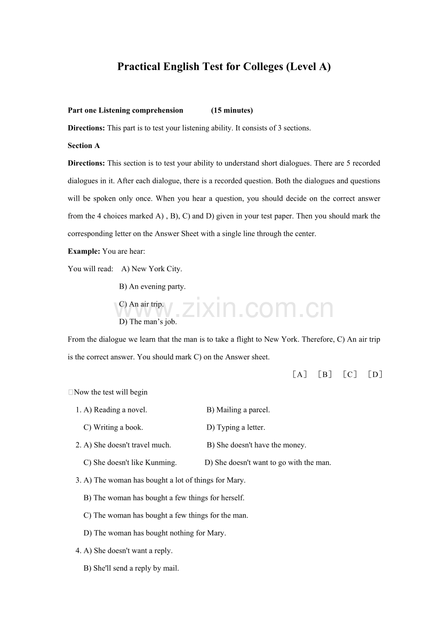 大学英语三级考试试卷-6(修订版).doc_第1页