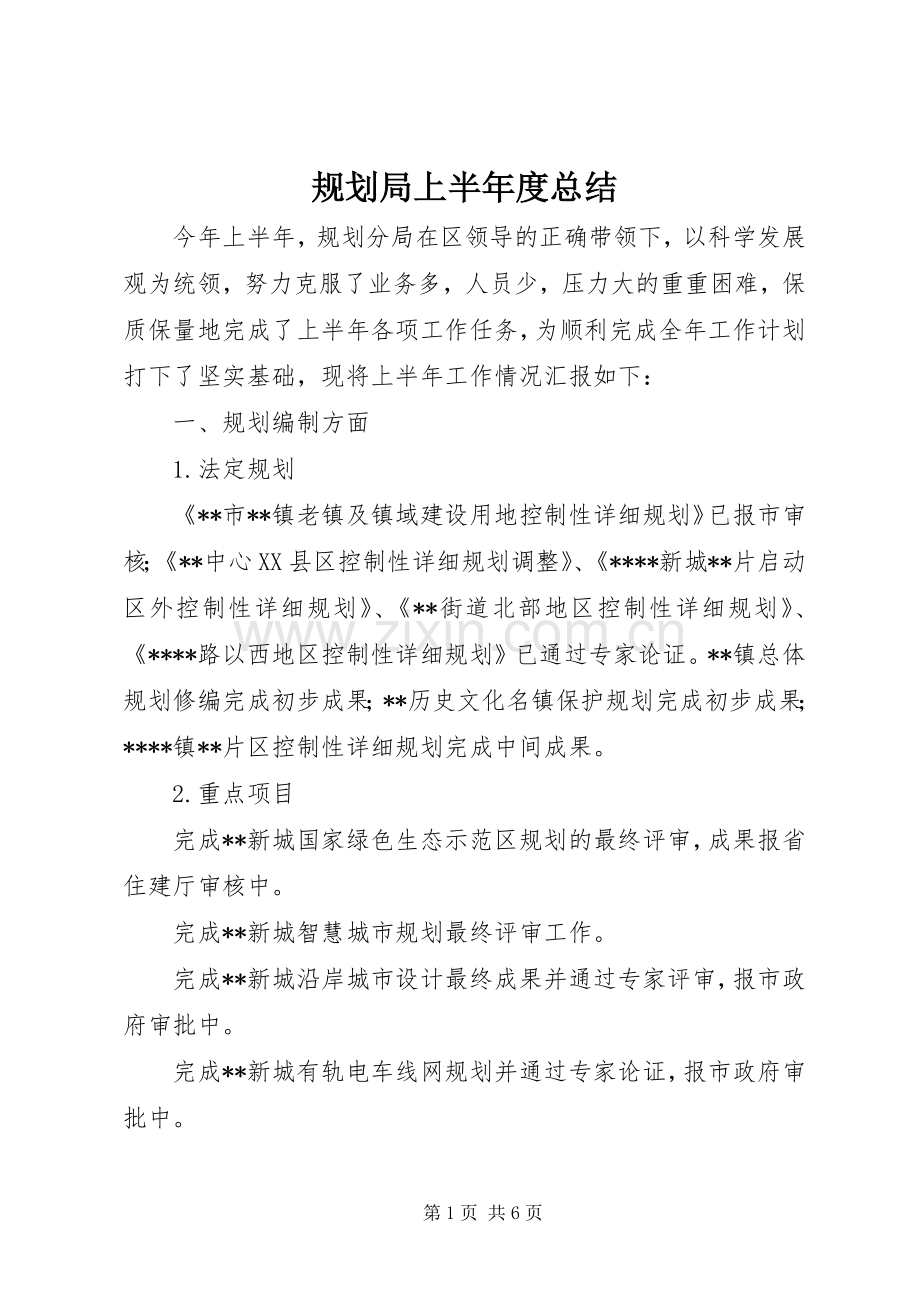 规划局上半年度总结_1 .docx_第1页