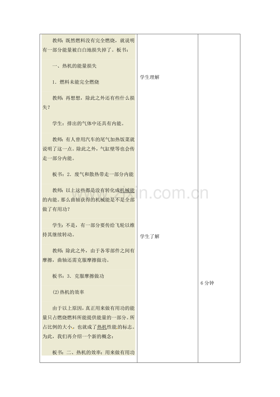 吉林省四平市第十七中学九年级物理全册《14.2 热机的效率》教案3 （新版）新人教版.doc_第3页