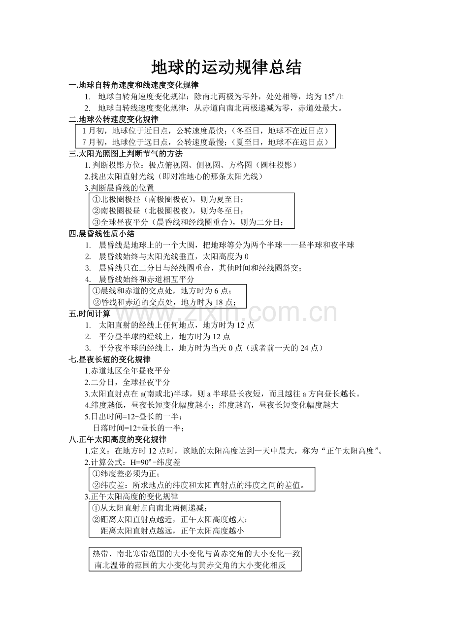 地球运动规律总结.doc_第1页