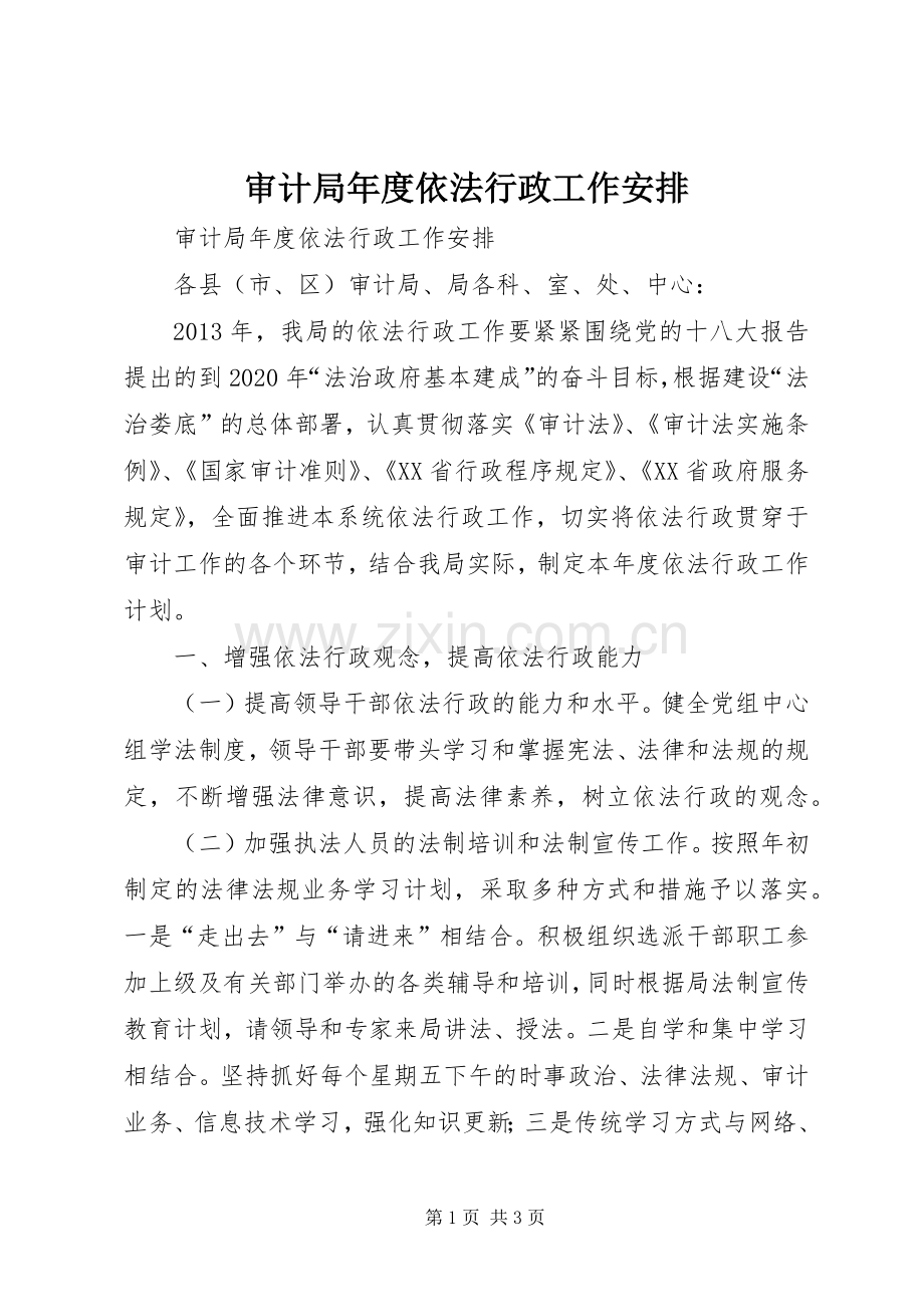 审计局年度依法行政工作安排.docx_第1页