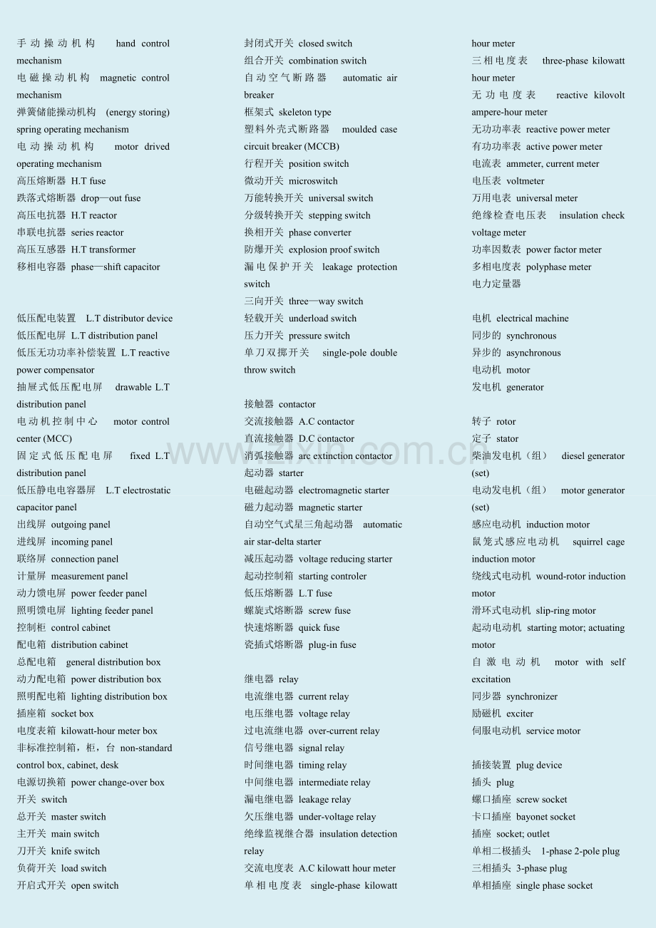 电气英语证书考试(PEC)-电气自动化英语词汇.doc_第3页