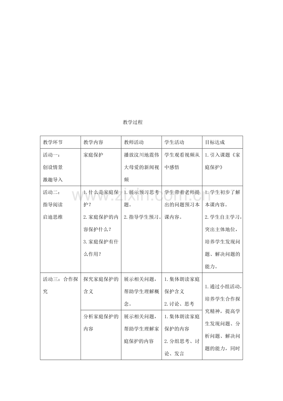 （秋季版）七年级政治上册 4.10.1 家庭保护教学设计 教科版（道德与法治）-教科版初中七年级上册政治教案.doc_第2页