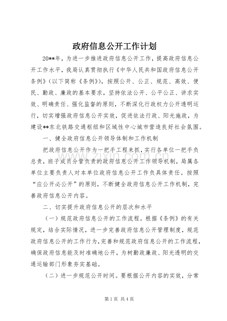 政府信息公开工作计划 .docx_第1页