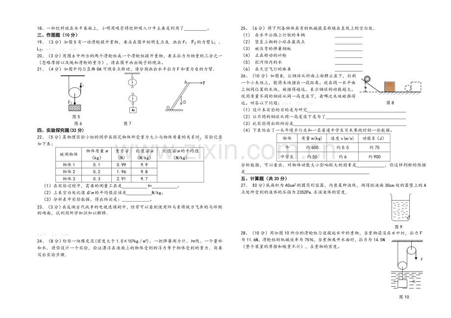 2013新版人教版八年级物理下册期末模拟试卷二.doc_第2页