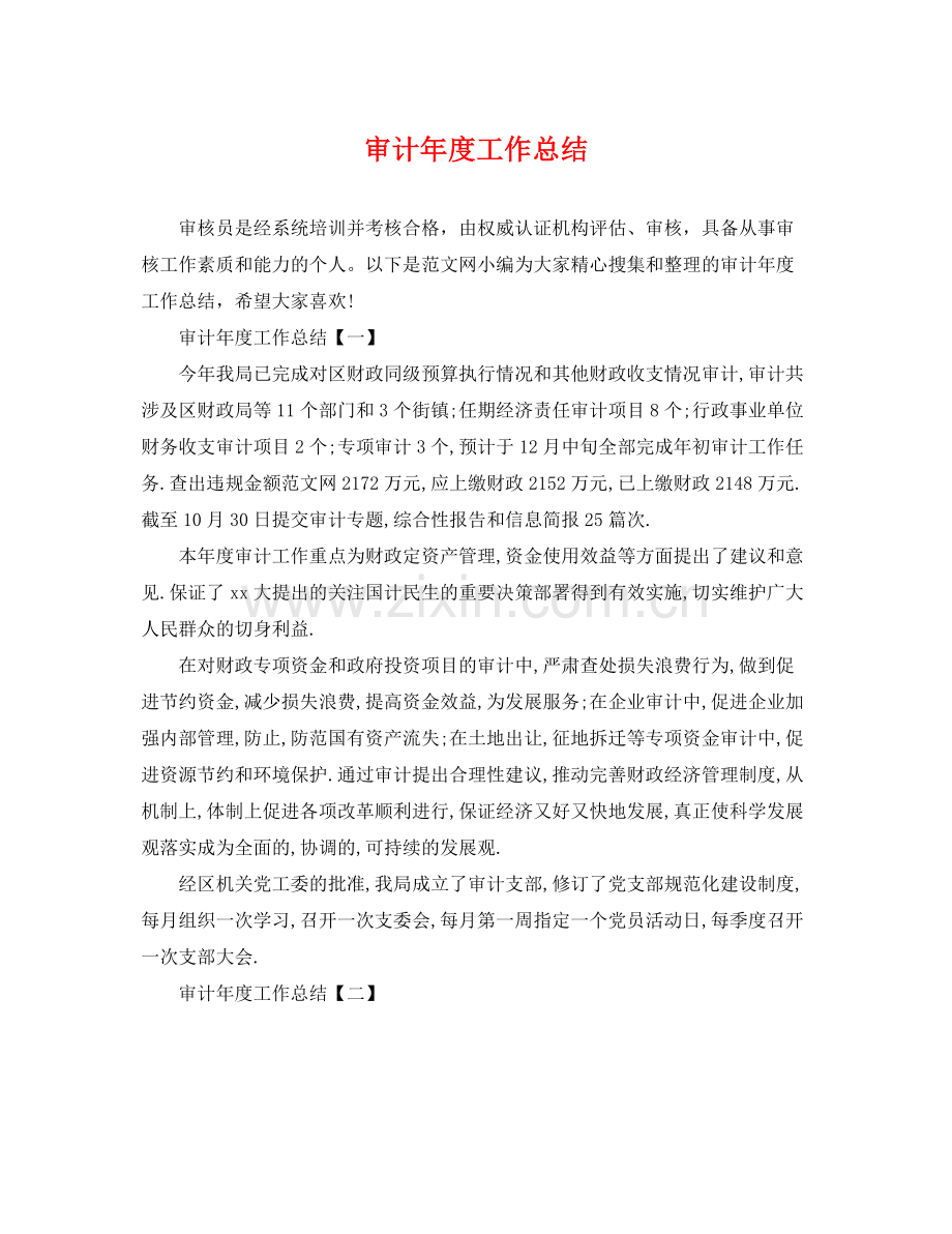 审计年度工作总结 .docx_第1页