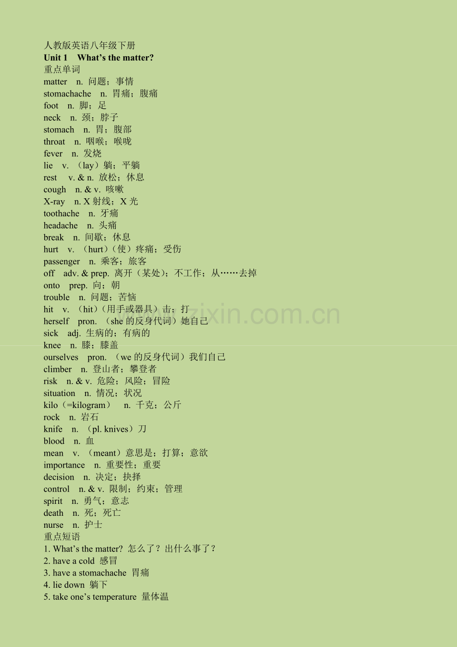 人教版英语八年级下册单词 短语 语法.doc_第1页