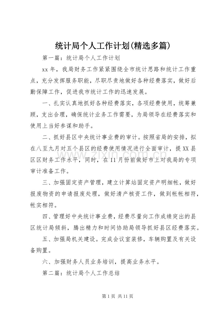 统计局个人工作计划(多篇).docx_第1页