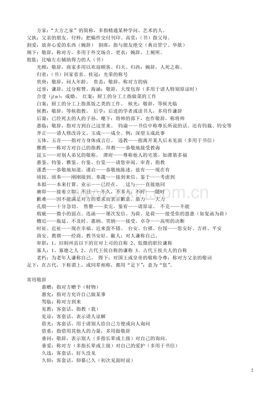 常见常用敬辞谦辞荟萃.doc_第2页